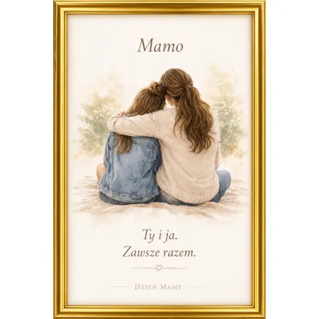 Plakat A4 „Mamo – Ty i ja. Zawsze razem.” – z szybką pleksi